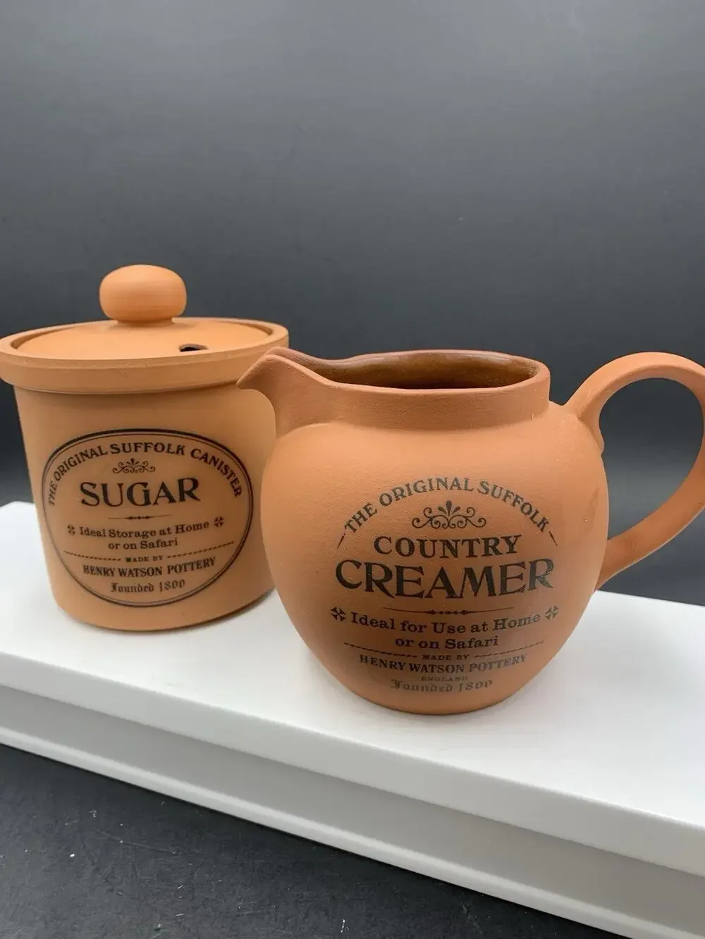 Vintage Henry Watson Pottery Original Suffolk Creamer & Sugar Set England